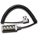 Photo of IndiPro Tools PTC4WS 4-Way D-Tap Splitter Cable Converter - Coiled Cable - 20 to 36 Inch Cable
