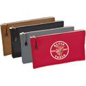 Klein Tools 5141 Canvas Tool Pouches - Zipper Bags - 4-Pack - Brown/Black/Gray/Red