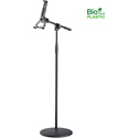 K&M 19789 Universal Tablet Holder with Round Base Stand & Boom - Black