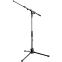 K&M 259 Low-Level Tripod Telescopic Microphone Stand with Foldable Legs and 2-Piece Boom Arm - Black