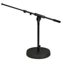 K&M 25960 Low Profile Round-Base Microphone with Telescopic Boom Arm - Use with Bass Drums/Acoustic Instruments - Black