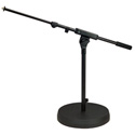 Photo of K&M 25960 Low Profile Round-Base Microphone with Telescopic Boom Arm - Use with Bass Drums/Acoustic Instruments - Black