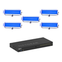 Photo of Ikan LCX8-POE-WH-5L-1S Lyra POE Low Profile Color Studio Soft Panel 5x Light Bundle with Netgear Managed Switch - White