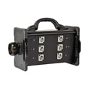 Photo of Lex BNZJ2-6M Bento Breakout Box LSC19 panel Mount to (6) 20A Neutrik PowerCon Receptacle with LSC19 Feed Thru Power Dist