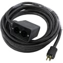 Photo of Lex DB15-QD1-1D PowerHOUSE 15A 1x2 Power Cable - NEMA1 5-15 Male to 2x 5-20 Female in Quad Box w/1-Ft Tail-120/208VAC