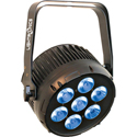 Photo of Lightronics FXLD157FR6I2B 7 x 15 Watt LED Lighting Fixture - 6 Color (RGBWA+UV) Flat Round PAR 6/10 DMX Channel - Black