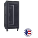 Lowell LPR-2427FV 24RU Portable Welded-Steel Rack / 27 Inch Deep w/ Fully Ventilated Perf Front Door