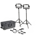 Photo of Litepanels 936-0302 Astra IP Half Traveler Duo GM&VM Kit w/ Standard Yoke - 2x Astra Half Bi-Color LEDs - US Power Cable