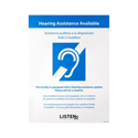 Photo of Listen Technologies LA-308 Auri Assistive Listening Signage Notice w/ English/Spanish/French