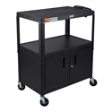 Luxor AVJ42XLC Steel Adjustable Height Extra Large AV Cart with Cabinet - Black