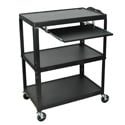 Photo of Luxor AVJ42XLKB Steel Adjustable Height Extra Large AV Cart with Keyboard Shelf