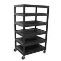 Luxor BC60-B Six Flat Shelf Structural Foam Plastic Cart - Black