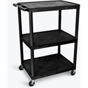 Luxor LP48-B 3 Shelf Mobile A/V Cart - 32 x 24 x 48 1/4 Inch - Black