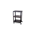 Photo of Luxor UCMT1BK Adjustable Height Steel 3-shelf Utility Cart w/4 inch Silent Casters - Power Strip & 15 ft Cord - Black