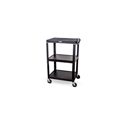 Luxor UCMT1BK Adjustable Height Steel 3-shelf Utility Cart w/4 inch Silent Casters - Power Strip & 15 ft Cord - Black