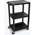 Luxor UCPL1E 42 Inch High 3-Shelf Utility Cart - Black