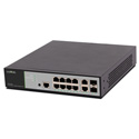 Luxul 12-Port / 8-Port PoE+ Gigabit Switch with Power Cord - Front-Facing Rackmount