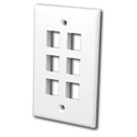 Liberty WP-N4-WH Single Gang Face Plate 6-Port Smooth - White