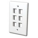 Photo of Liberty WP-N4-WH Single Gang Face Plate 6-Port Smooth - White