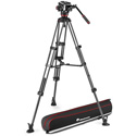 Manfrotto MVK504TWINMC 504X Fluid Video Head with Carbon Fiber Twin Leg Video Tripod and Middle Spreader