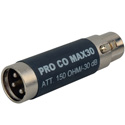 Pro Co Sound MAX30 InLine Pad Adapter XLRF/XLRM 30dB