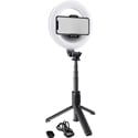 Mackie mRING-6 6 Inch Battery-Powered Ring Light with Convertible Selfie Stick/Stand and Remote