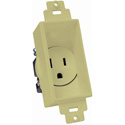 Single Gang Decor Recessed AC Receptacle Ivory
