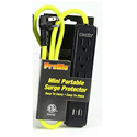 Milspec D12611033 3 Outlet / 2 USB Mini Portable Surge Protector with 3 Foot Cord - Yellow
