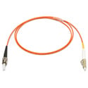 Camplex OM1 Bend Tolerant Multimode Simplex ST to LC Armored Fiber Patch Cable - Orange - 1 Meter