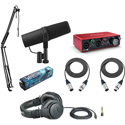 Photo of Shure SM7B Podcast Creators Kit w/ Focusrite Scarlett 2i2 Interface/Gator Mic Boom Arm/Audio-Technica M20x Headphones