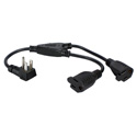 12 Inch 90 Degree Flat-Plug AC Splitter Adapter - 12 Pack