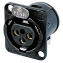 Photo of NEUTRIK NC3FD-H-B Horizontal PCB Mount 3-Pin Female XLR Connector - Black/Gold