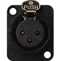 Photo of Neutrik NC3FD-L-B-1 3-Pin Female XLR Panel/Chassis Mount Connector - Latching - Black/Gold