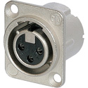 Neutrik NC3FD-LX-0 3-Pin Female XLR Panel/Chassis Mount Connector - Latchless - Nickel/Silver