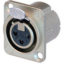 Photo of Neutrik NC3FD-LX-HA 3-Pin Female XLR Panel/Chassis Mount Connector - Crimp - Nickel/Silver