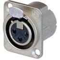 Photo of NEUTRIK NC3FD-LX 3-Pin Female XLR Panel/Chassis Mount Connector - Duplex Ground Contact - Nickel/Silver