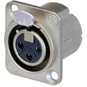 Neutrik NC3FD-LX 3-Pin Female XLR Panel/Chassis Mount Connector - Duplex Ground Contact - Nickel/Silver