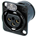 Photo of NEUTRIK NC3FD-V-B 3-Pin XLR Female Vertical PCB Panel Mount Connector - Black/Gold