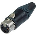 Photo of Neutrik NC3FXX-EMC-B EMI Protected 3 Pin Female XLR Black/Gold