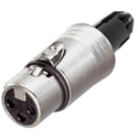 Photo of Neutrik NC3FXX-WOB 3 Pole Female Cable Connector - No Boot - with Strain Relief - Nickel/Silver