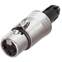 Photo of NEUTRIK NC3FXX-WOB 3 Pole Female Cable Connector - No Boot - with Strain Relief - Nickel/Silver