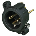 Photo of NEUTRIK Pole Male XLR Receptacle with Special Grounding Mating Connector Shell to Pin1/Front Panel - Vertical PCB Mount