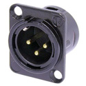 Neutrik NC3MD-L-B 3-Pin XLR Male Panel/Chassis Mount Connector - Solder Springs - Black/Gold - Each