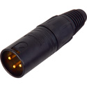 Photo of Neutrik NC3MX-B 3-Pin Male XLR Connector Cable End - Black & Gold