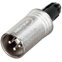 Neutrik NC3MXX-WOB 3 Pole Male Cable Connector - No Boot - with Strain Relief - Nickel/Silver
