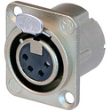 Photo of NEUTRIK NC4FD-LX 4-Pin XLR Female Panel/Chassis Mount Connector - Duplex Ground - Nickel/Silver