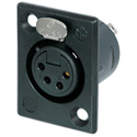 Photo of NEUTRIK NC4FP-B-1 4-Pin XLR Female Panel Mount Connector - Black/Gold