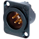 Photo of Neutrik NC4MD-LX-B 4-Pin XLR Male Panel/Chassis Mount Connector - Duplex Ground - Black/Gold