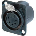Photo of NEUTRIK NC5FD-LX-BAG 5-Pin XLR Female Panel/Chassis Mount Connector - Duplex Ground - Black/Silver