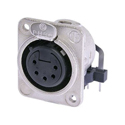 Photo of NEUTRIK NC5FDM3-H 5 Pole Female Horizontal PCB Mount Receptacle w/M3 Mounting Holes -  Nickel Housing/Silver Contacts